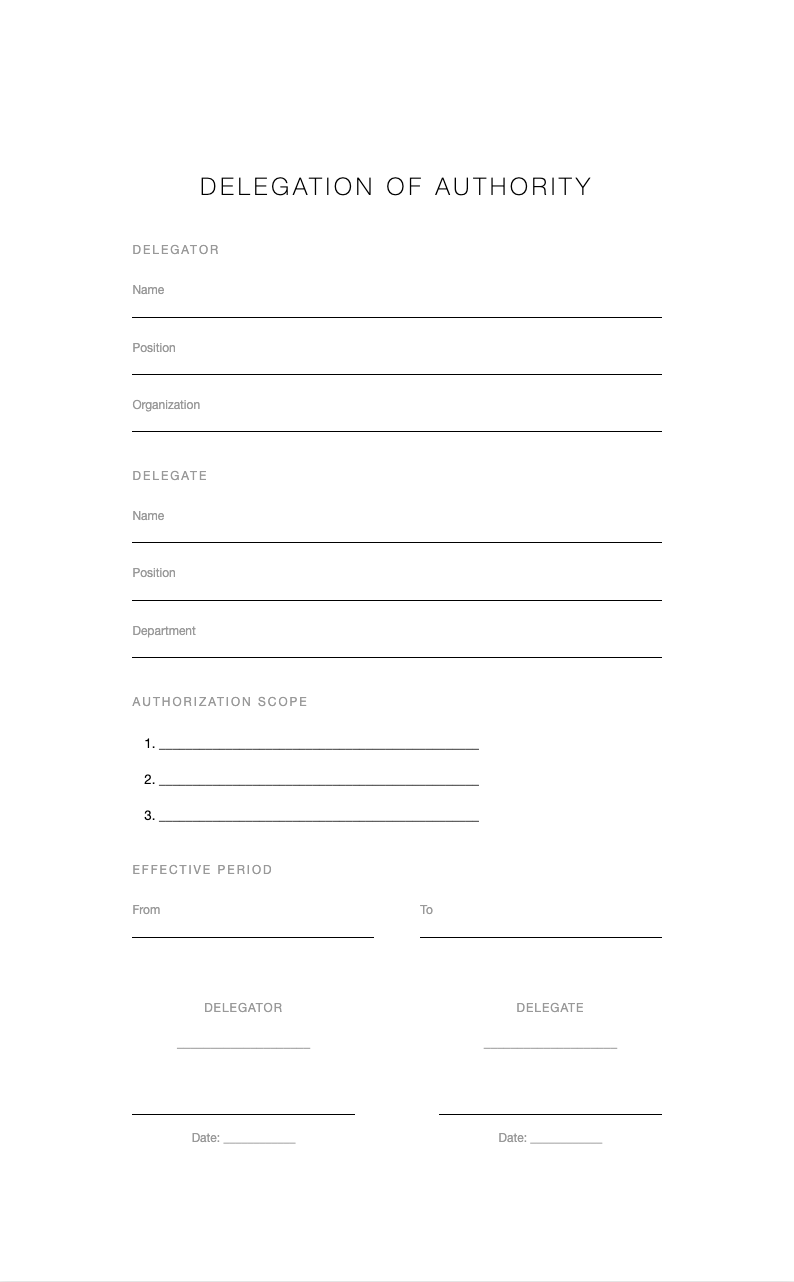 Minimalist modern delegation of authority